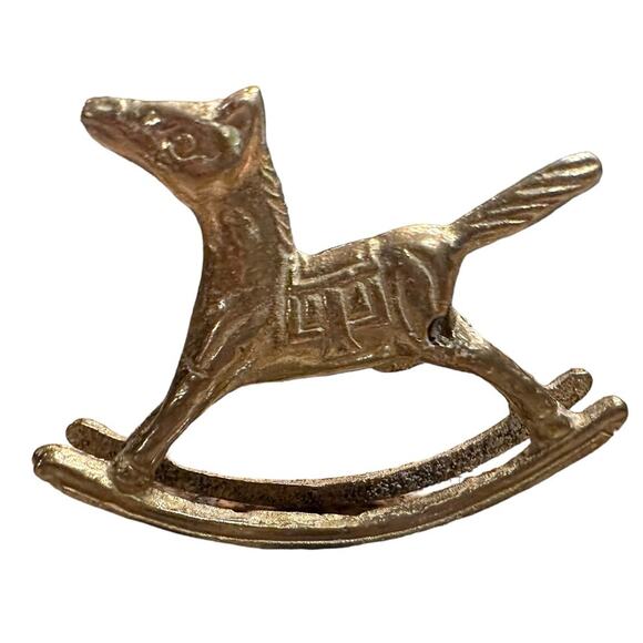 Vintage Other - Solid Brass Miniature Rocking Horse